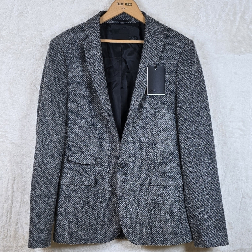 Asos Men's Tweed Herringbone Wool Blend Slim Blazer Sport Coat 40R